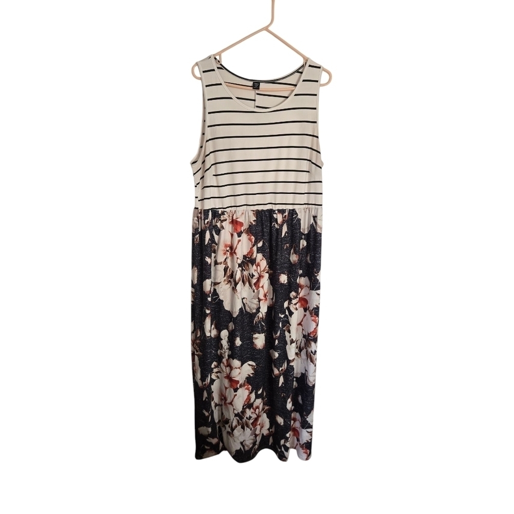 Shein Womens floral print Stripe Dress Plus size XXL